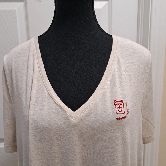 Miiyu | Simons PJ's Beige Sleep Dress V-neck Women's XL Embroidered Pyjama - Picture 7 of 13